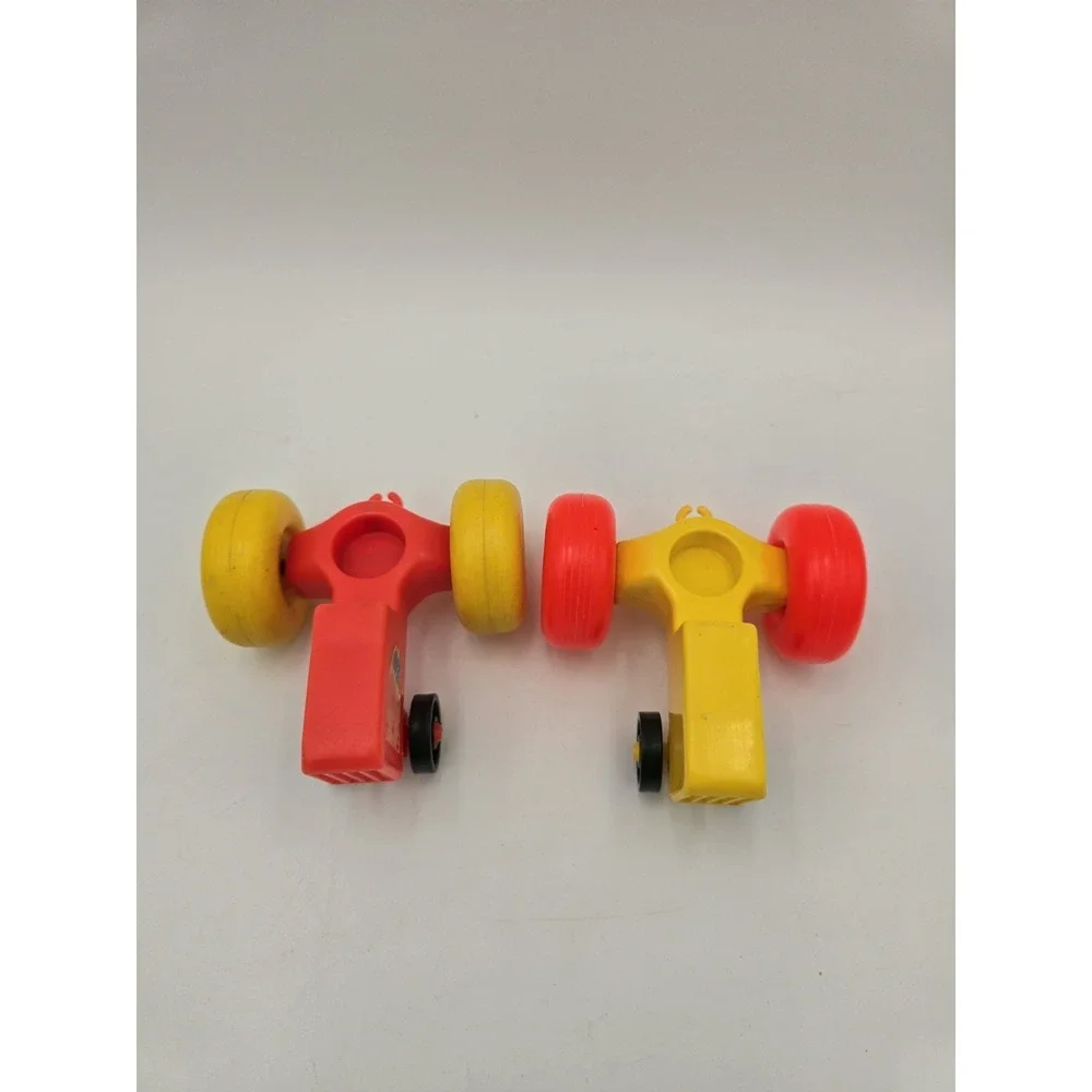 Lot Of 2 Vintage Little People‎ Tractors Red Orange And Yellow